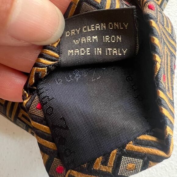 Ermenegildo Zegna Necktie Mens Multicolor Textured Embroider Geometric Silk - Picture 7 of 9